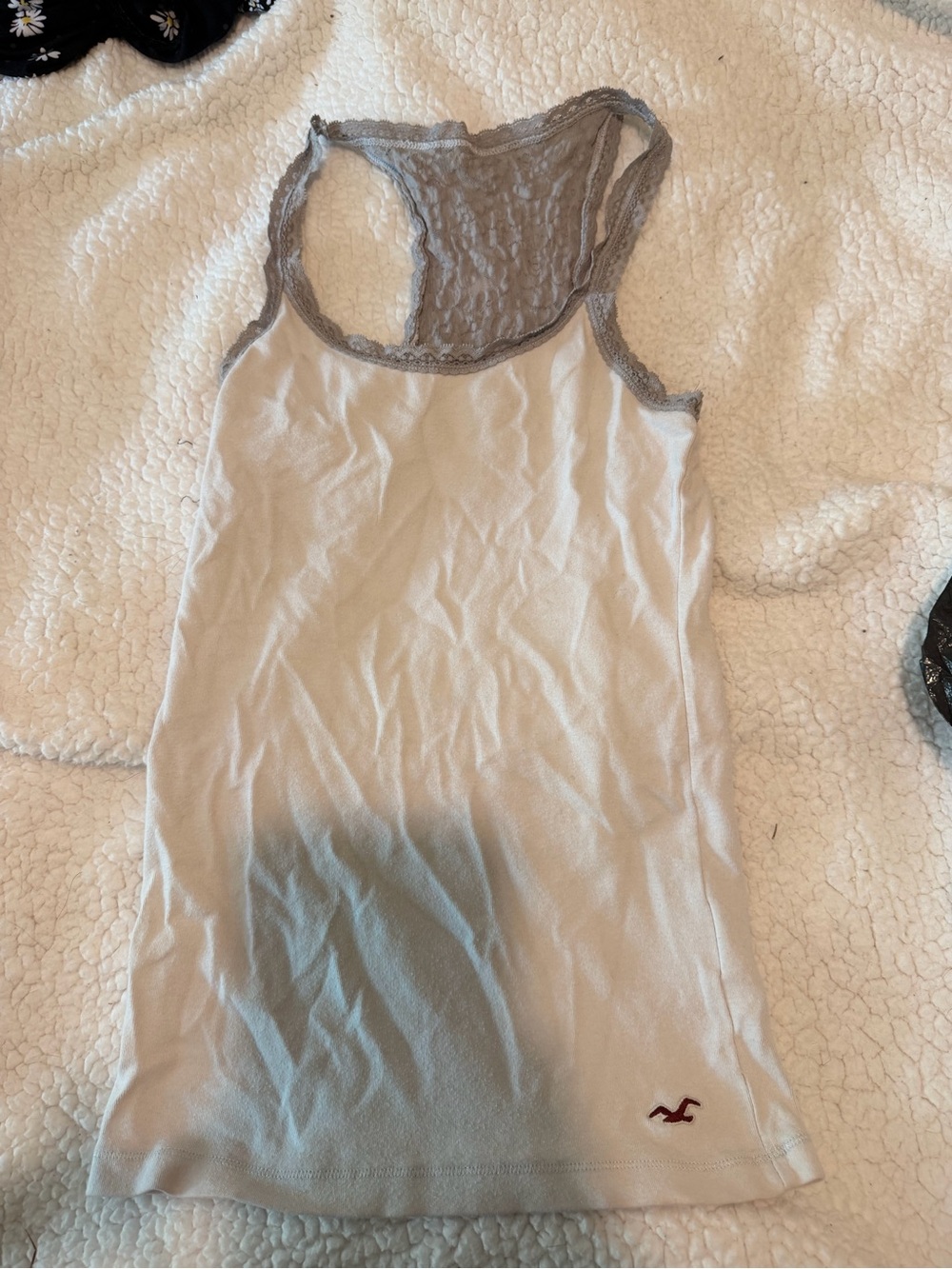 Hollister White Tank with Gray Lace Racerback